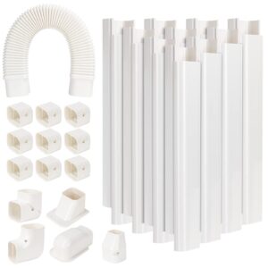 guequitlex 3" w 16.1 ft line set cover kit for mini split air conditioner decorative pvc line cover kit for central air conditioner mini split ac cover for outside heat pumps tubing cover