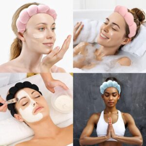 Spa Facial Exfoliator and Makeup Removal Headband - Terry Cloth Bubble Soft Puffy Skincare Headband for Women and Girls