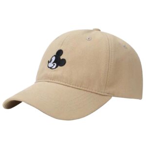 cartoon baseball cap embroidery and printing sun hats men women hip hop baseball hat for outdoor sports decoration (khaki)