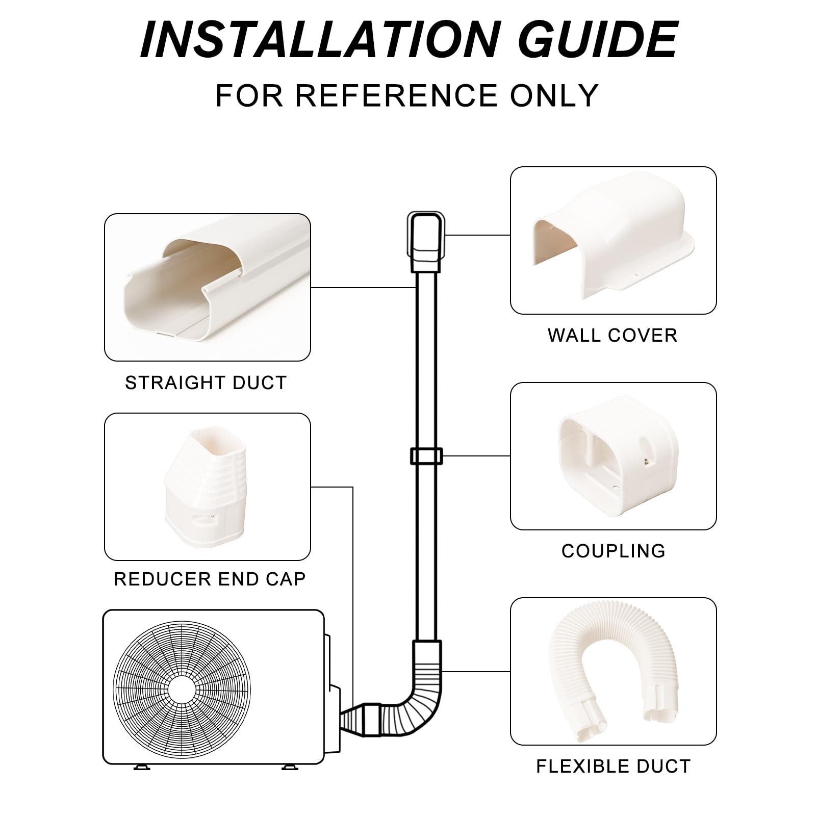 BEWAVE 3" 10 Ft AC Line Cover Kit, Decorative PVC Tubing Cover Kit for Mini Split Air Conditioners and Heat Pumps