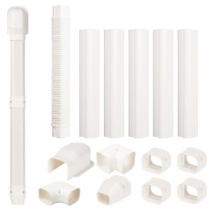 bewave 3" 10 ft ac line cover kit, decorative pvc tubing cover kit for mini split air conditioners and heat pumps