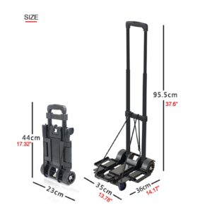 Foldable Plastic Folding Cart Lightweight Folding Shopping Trolley Mini Luggage Hand Truck for Travel Shopping Moving Office Use (2-Wheels)