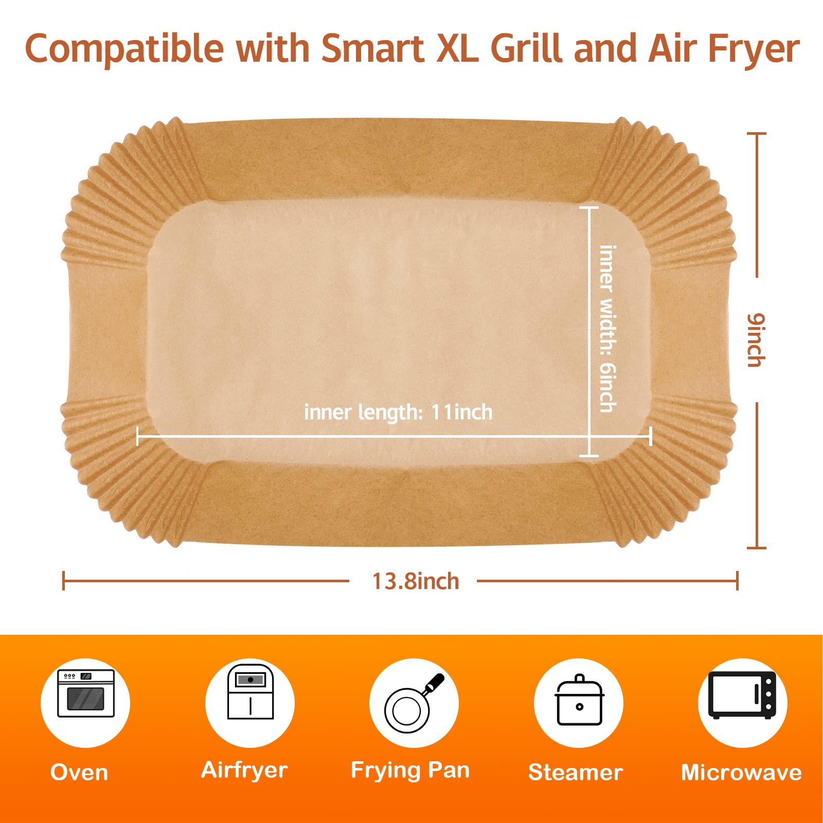 Air Fryer Liners For Ninja Smart XL Air Fryer,120Pcs Air Fryer Liners Disposable For Ninja FG551 6-in-1 Grill Air Fryer Parchment Paper Rectangular For Ninja Foodi Air Fryer Accessories Baking