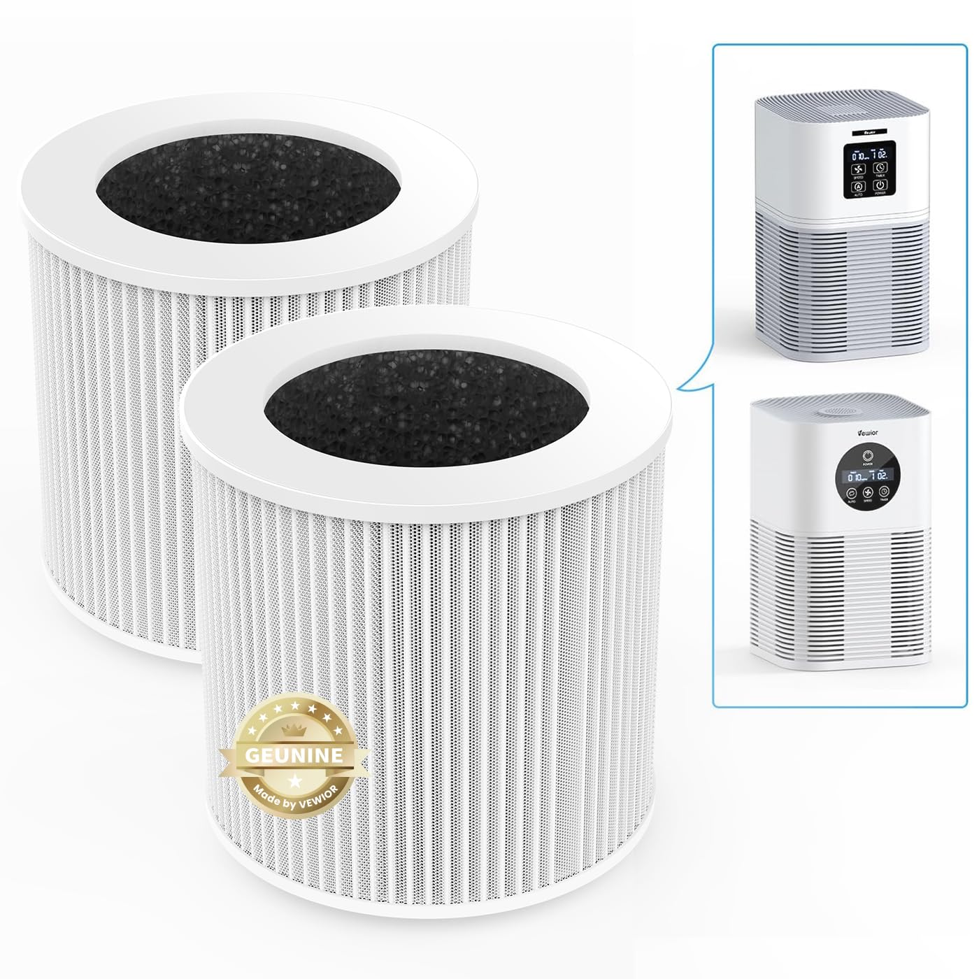 VEWIOR Official A1 A1W Air Purifier Replacement Filter H13 True HEPA Air Purifier Filter, Compatible with VEWIOR HQSC-50 HQKJ-80 A1 A1W Air Purifier, 2-Pack