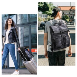 HOMIEE Unisex School Backpack Casual Daypack 15.6 Inch Travel Laptop College Backpack, Expandable Roll Top Camo Carry on Backpack for Men Women