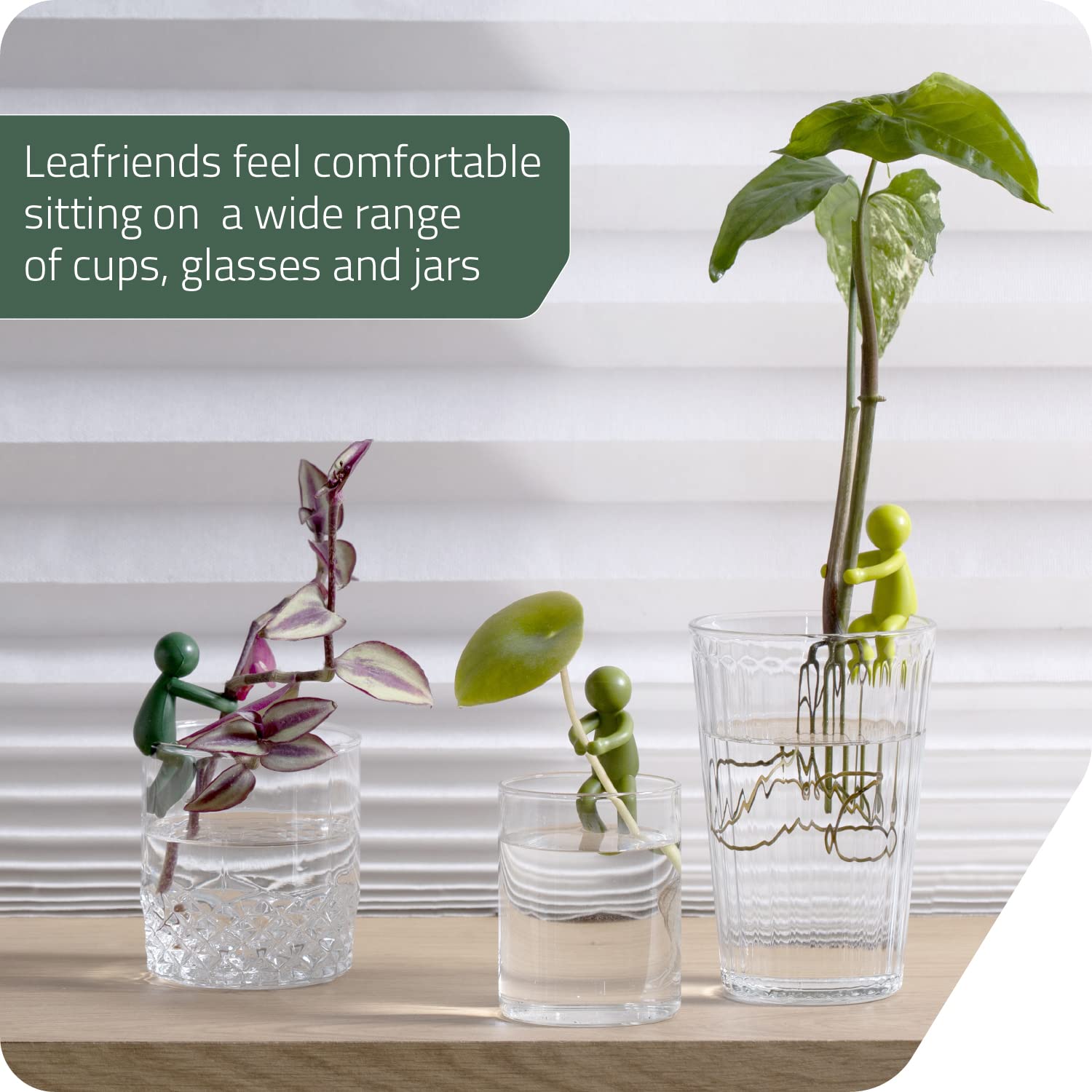 Leafriend: Plant Propagation Buddy; Plant Support for Sprouts, Stems, Shoots, and Cuttings; 3 Cute Plant Supports for a Plant Propagation Station or an Indoor Garden; Plant Lover Gifts by Peleg Design