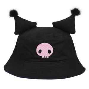 bioworld my melody kuromi inspired black unisex bucket hat with ears