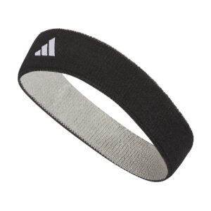 adidas interval reversible terricloth elastic headband, black/white/aluminum (2.0), one size