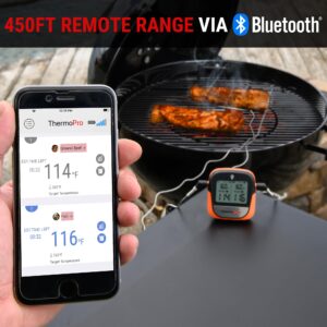 ThermoPro TP902 450-ft Wireless Meat Thermometer Digital, Bluetooth Meat Thermometer Wireless for Meat Steak, Smoker Thermometer with Dual Meat Probe, Cooking Food Thermometer for grilling and smoking