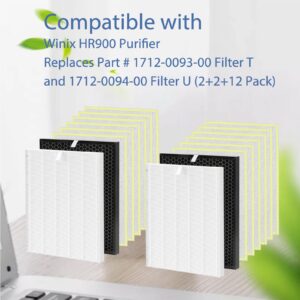 Ontheone HR900 Replacement Filter Kit Compatible with Winix HR900 Purifier, Replaces Part # 1712-0093-00 Filter T and 1712-0094-00 Filter U, 2 Set