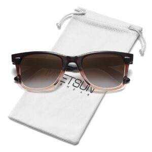 MEETSUN Polarized Sunglasses for Women Classic Retro Square Driving Ladies Sun Glasses UV Protection Brown Gradient