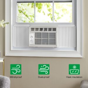 Forestchill Window Air Conditioner Side Panel with frame, Room AC Accordion Filler Curtain Kit Replacement, Include Window AC Side Panels & Frames (White, Fit 8,000 BTU Units)