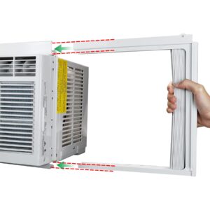 Forestchill Window Air Conditioner Side Panel with frame, Room AC Accordion Filler Curtain Kit Replacement, Include Window AC Side Panels & Frames (White, Fit 8,000 BTU Units)