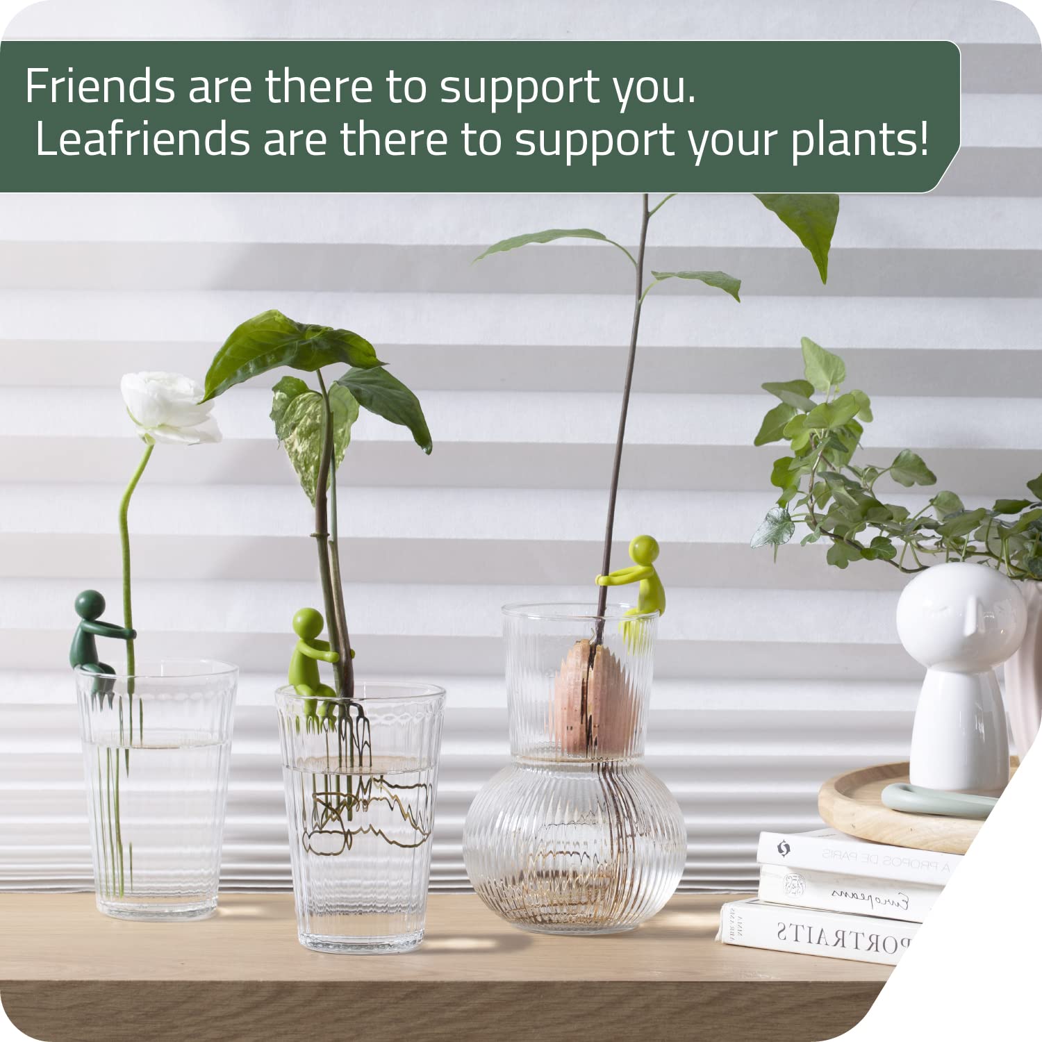 Leafriend: Plant Propagation Buddy; Plant Support for Sprouts, Stems, Shoots, and Cuttings; 3 Cute Plant Supports for a Plant Propagation Station or an Indoor Garden; Plant Lover Gifts by Peleg Design