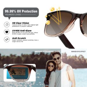 MEETSUN Polarized Sunglasses for Women Classic Retro Square Driving Ladies Sun Glasses UV Protection Brown Gradient