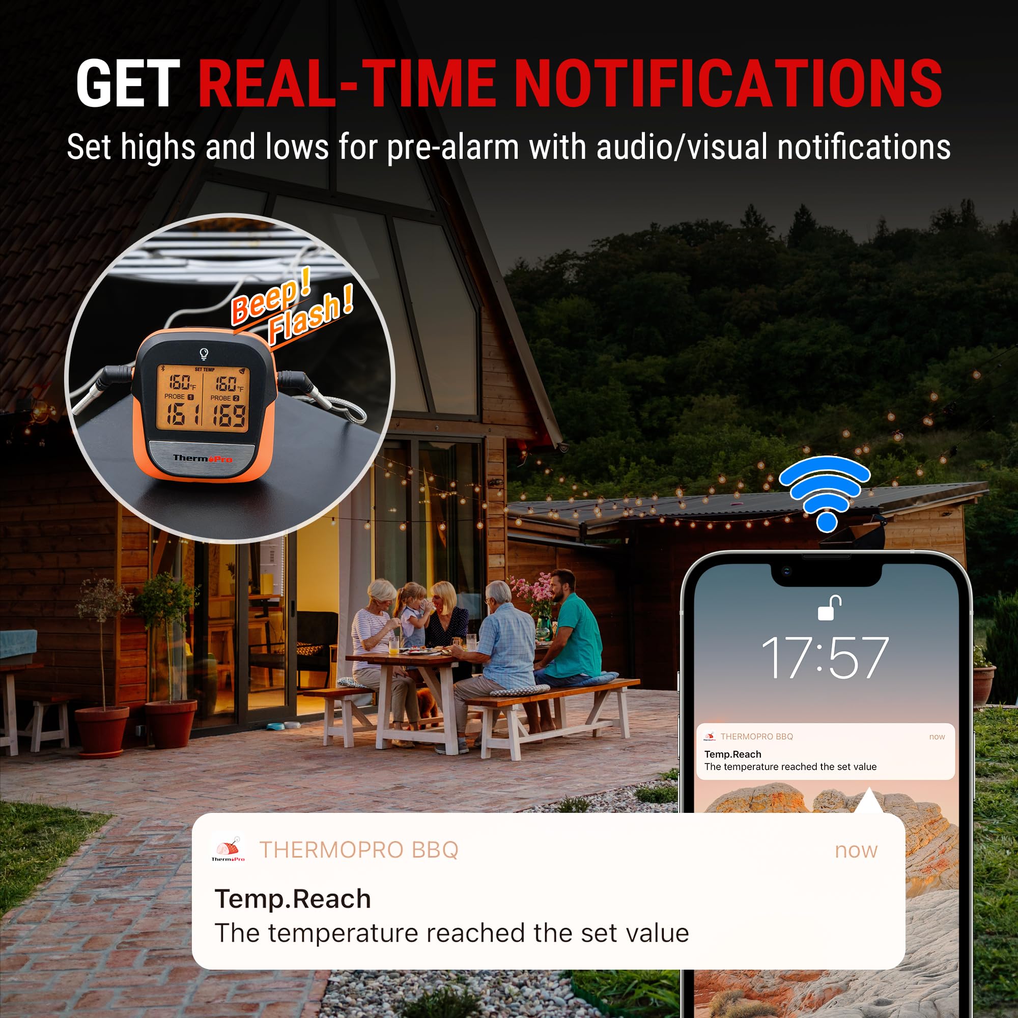 ThermoPro TP902 450-ft Wireless Meat Thermometer Digital, Bluetooth Meat Thermometer Wireless for Meat Steak, Smoker Thermometer with Dual Meat Probe, Cooking Food Thermometer for grilling and smoking