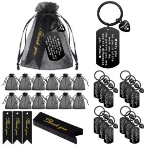 Yinkin 36 Pcs Employee Appreciation Gifts Bulk for Coworkers Keychains Organza Bags with Cards for Social Worker Staff Gifts(Black, 12 Sets)