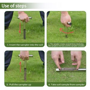 Soil Probe 12 Inch with 2 Bags, Soil Sample Probe for Lawn House Plants, T-Handle Soil Sampler Probe Rod Tool Set, Stainless Steel Soil Test Kits Tool for Soil Sampling