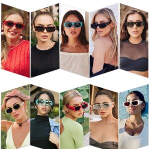 SOJOS Trendy Y2K Polarized Rectangle Sunglasses for Women Men Retro Designer Rave Sunglasses SJ2228, Bright Silver/Silver Mirrored