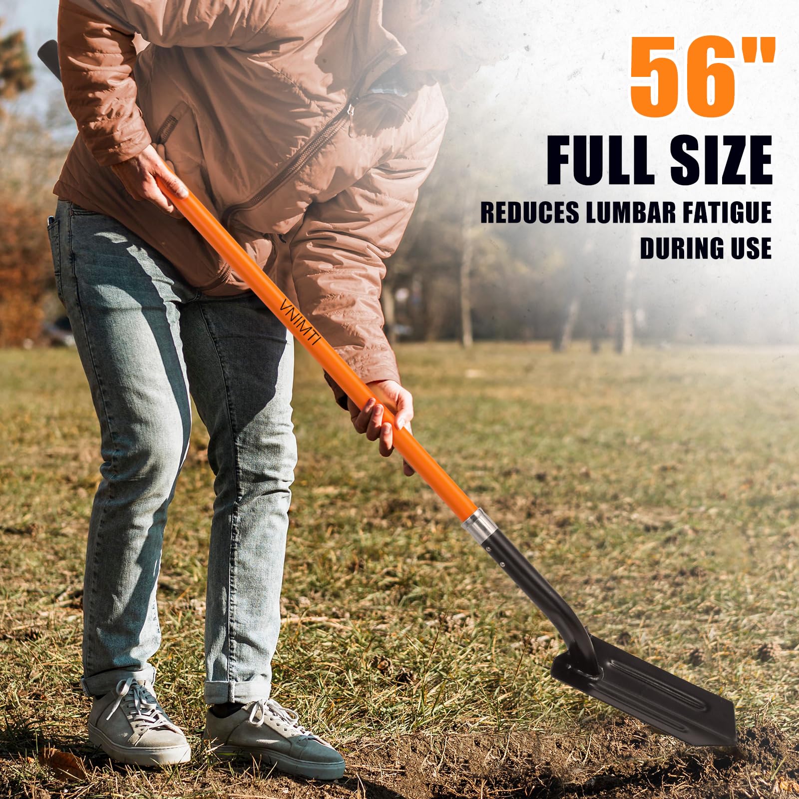 VNIMTI Trench Shovel for Digging, 4-Inch Trenching Shovel with Fiberglass Handle, 56 Inches