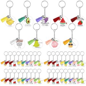 fumete 45 pcs thank you acrylic keychains cute pun key rings employee appreciation gift greeting note acrylic tassel keychain (fruit)