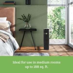 Holmes Aer1 True HEPA Medium Room Air Purifier Tower Plus Ionizer With Touch Controls, 743 Sq. Ft. Coverage, 8-1/4" x 27"