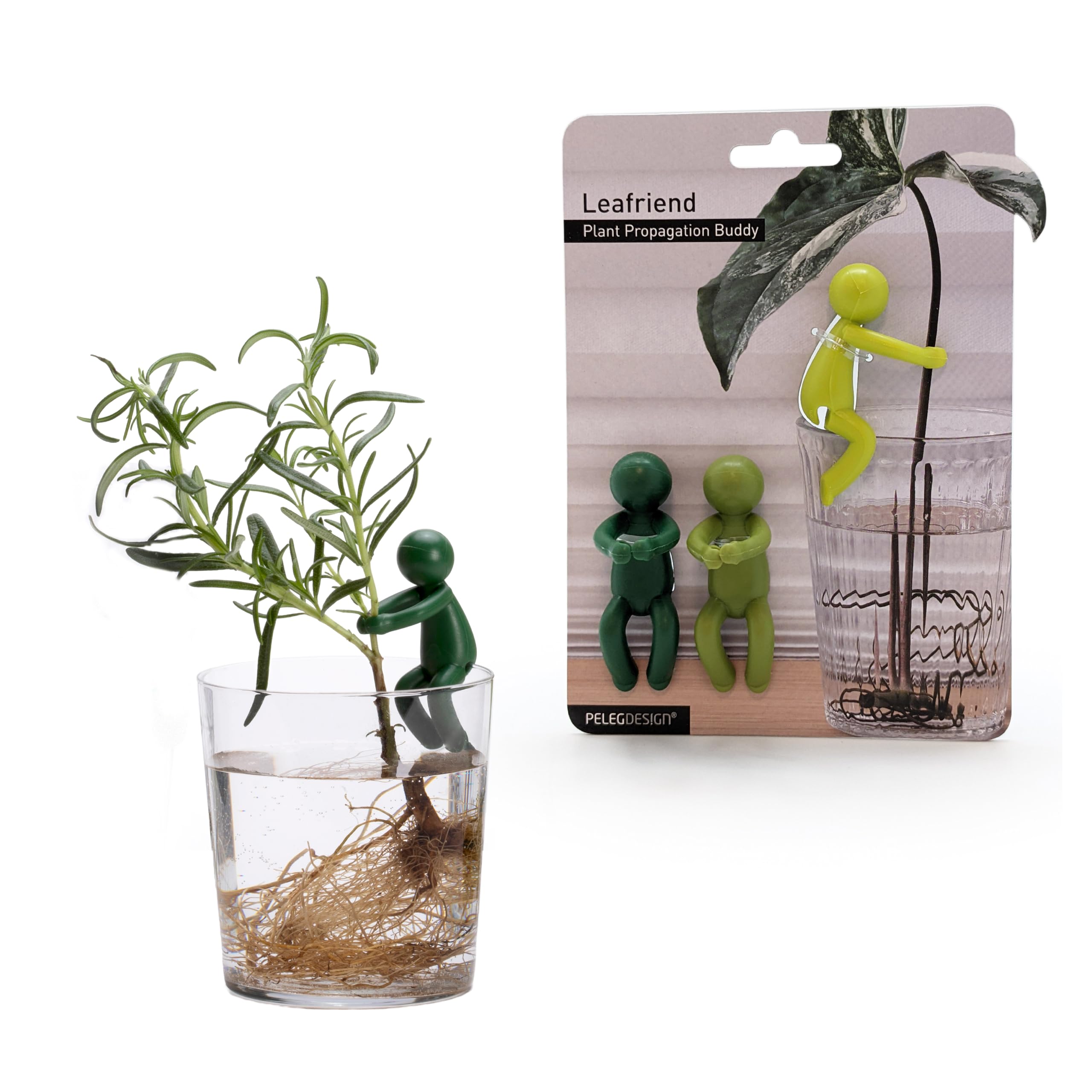 Leafriend: Plant Propagation Buddy; Plant Support for Sprouts, Stems, Shoots, and Cuttings; 3 Cute Plant Supports for a Plant Propagation Station or an Indoor Garden; Plant Lover Gifts by Peleg Design