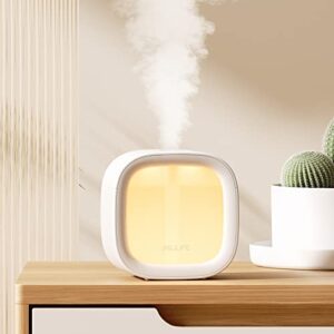 JISULIFE Personal Mini Humidifier Rechargeable, Night Light Small Humidifier Wireless 280ml, Air Humidifiers for Baby Quiet, Portable Desk Humidifier Easy Clean for Plant, Office, Travel - White