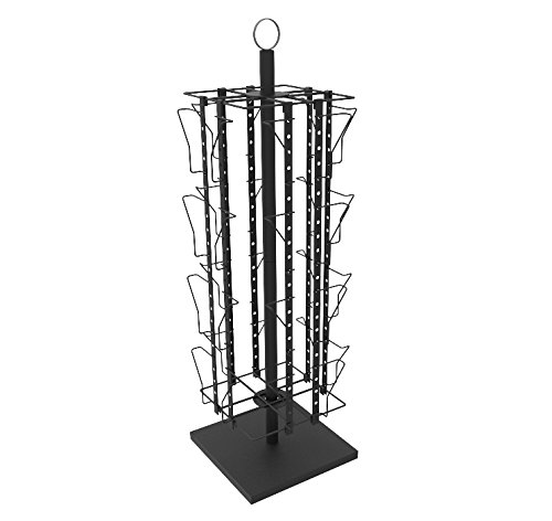 FixtureDisplays® Up to 9.9" Wide 16 Adjustable Pockets Display Rack, Greeting Post Card Christmas Holiday Spinning Rack Stand. Pocket Size: 4.5-9.9" Wide X 5.8" Tall, 16 Pockets 11602-L-BLK-NPF-SL