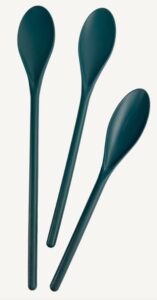 crisp 3 piece poly mixing spoon set - plastic, durable kitchenware, dishwasher safe - made in the usa - prussian blue