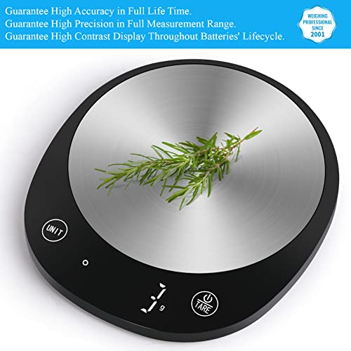 Homebuds 22lb/10kg Digital Kitchen Food Scale, Weighing Professional Since 2001, Grams and Ounces by Precision 1g/0.1oz, Weight Loss, Baking and Cooking, LED Display, 3*AAA Batteries Included, Black