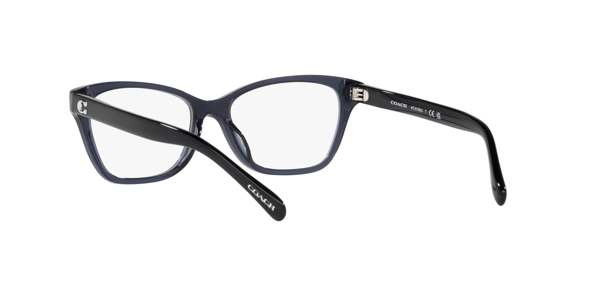 Coach HC6196U Universal Fit Prescription Eyewear Frames, Transparent Blue/Demo Lens, 52 mm