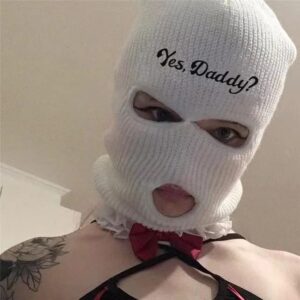 3 Hole Ski Mask Yes Daddy Full Face Balaclava Winter Warmer Outdoor Sports Thermal for Men Women Pink