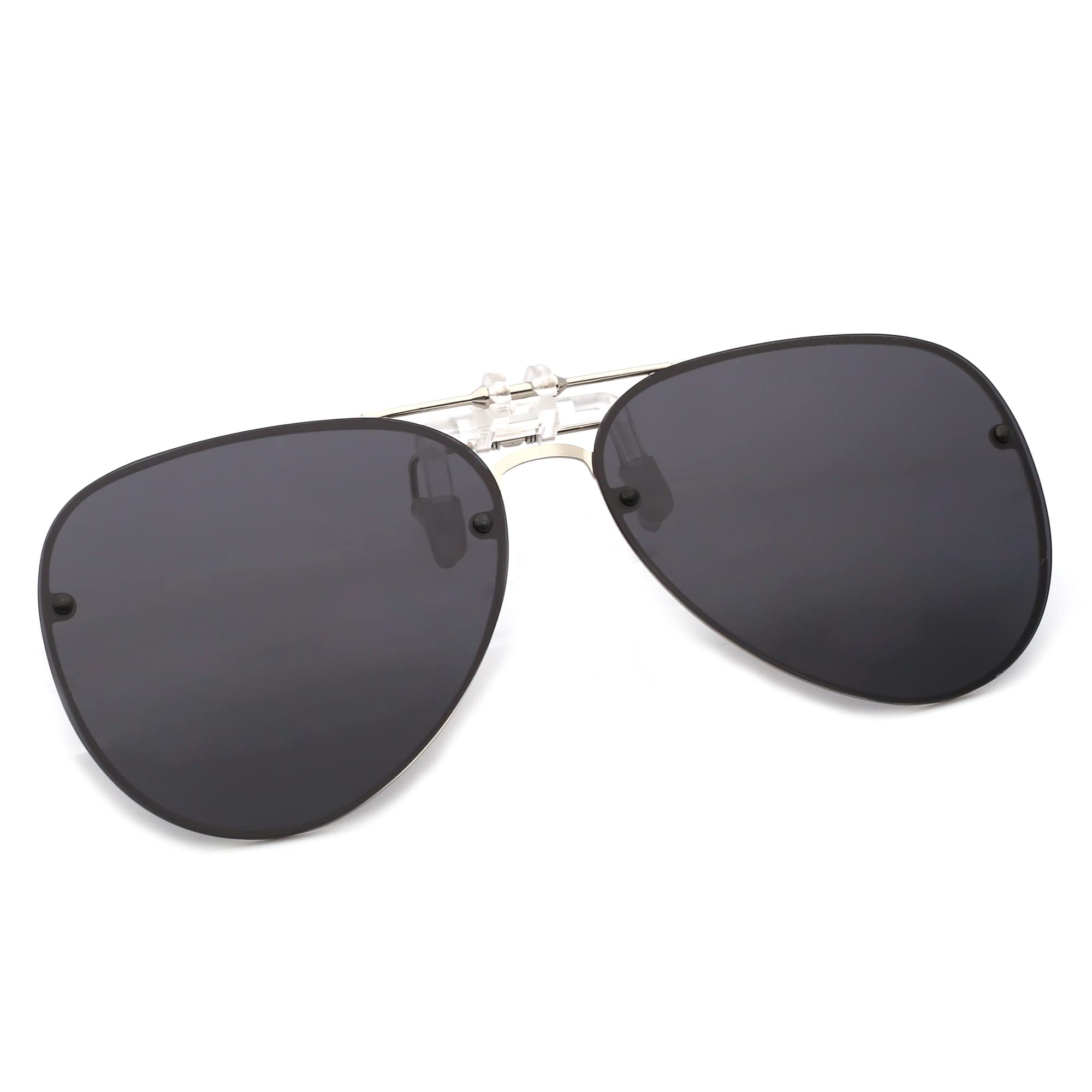 JM Retro Clip on Aviator Sunglasses, Polarized Flip up Over Prescription Glasses Men Women Grey