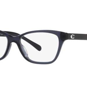 Coach HC6196U Universal Fit Prescription Eyewear Frames, Transparent Blue/Demo Lens, 52 mm