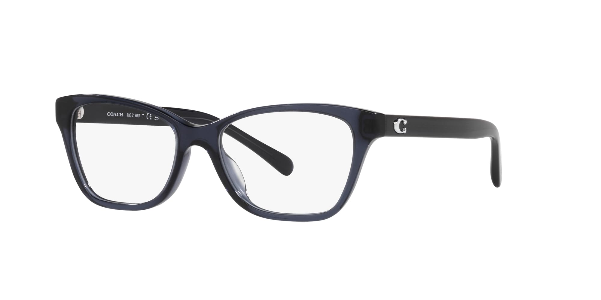 Coach HC6196U Universal Fit Prescription Eyewear Frames, Transparent Blue/Demo Lens, 52 mm