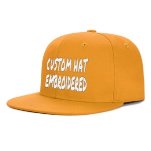 wholesale custom hat custom logo&text snapback embroidered hat for men women adjustable yellow