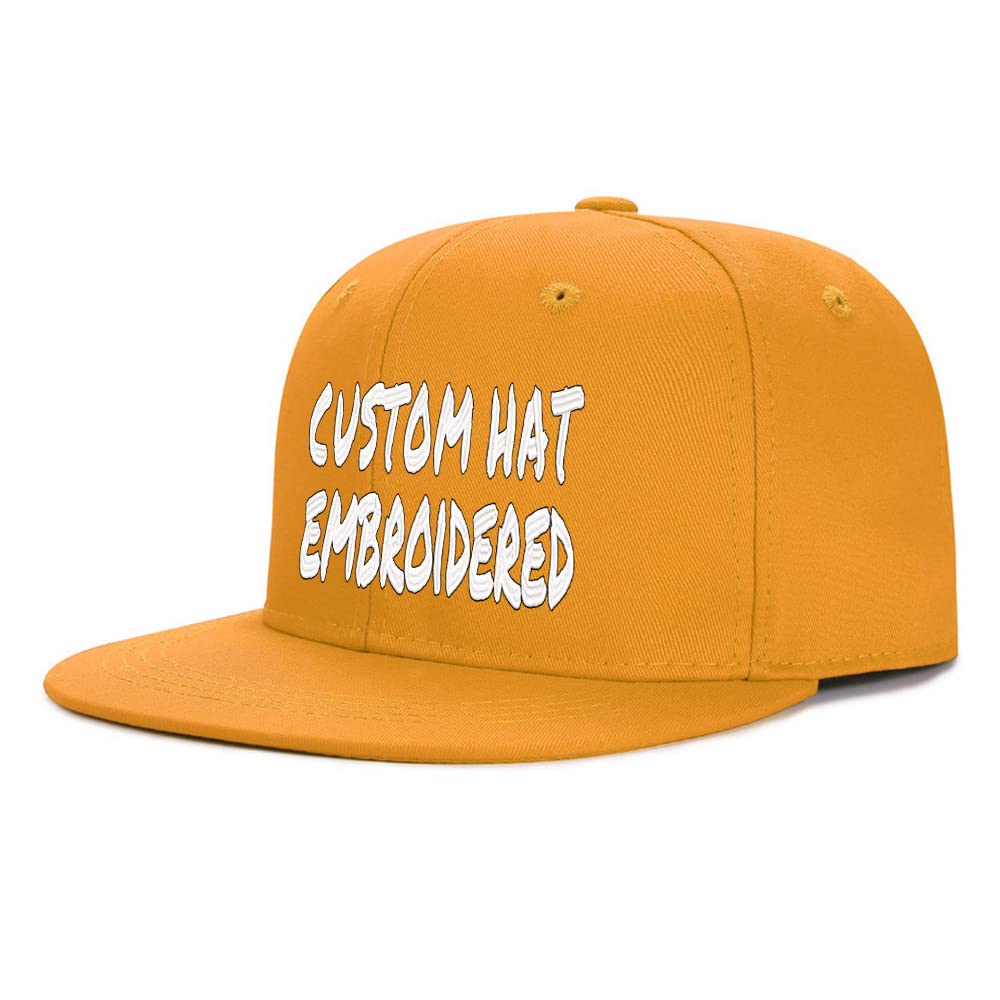 Wholesale Custom Hat Custom Logo&Text Snapback Embroidered Hat for Men Women Adjustable Yellow