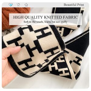 LumiSyne Skinny Knitted Scarf Women Winter Pull-Through Design Plaid Letter Pattern Narrow Long Neckerchief Warm Collar Scarf