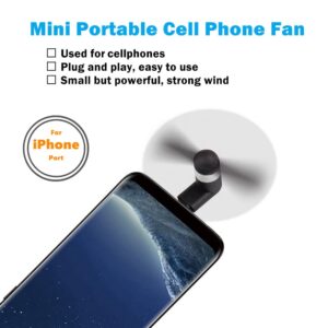 YUNLOVXEE Cell Phone Fan for iPhone - 4 Pack Personal Mini USB Fan Plug in Mobile Phones, Small Portable Pocket Cellphone Fan for iPhone 14 13 12 11 10 9 Plus Pro Max iPad