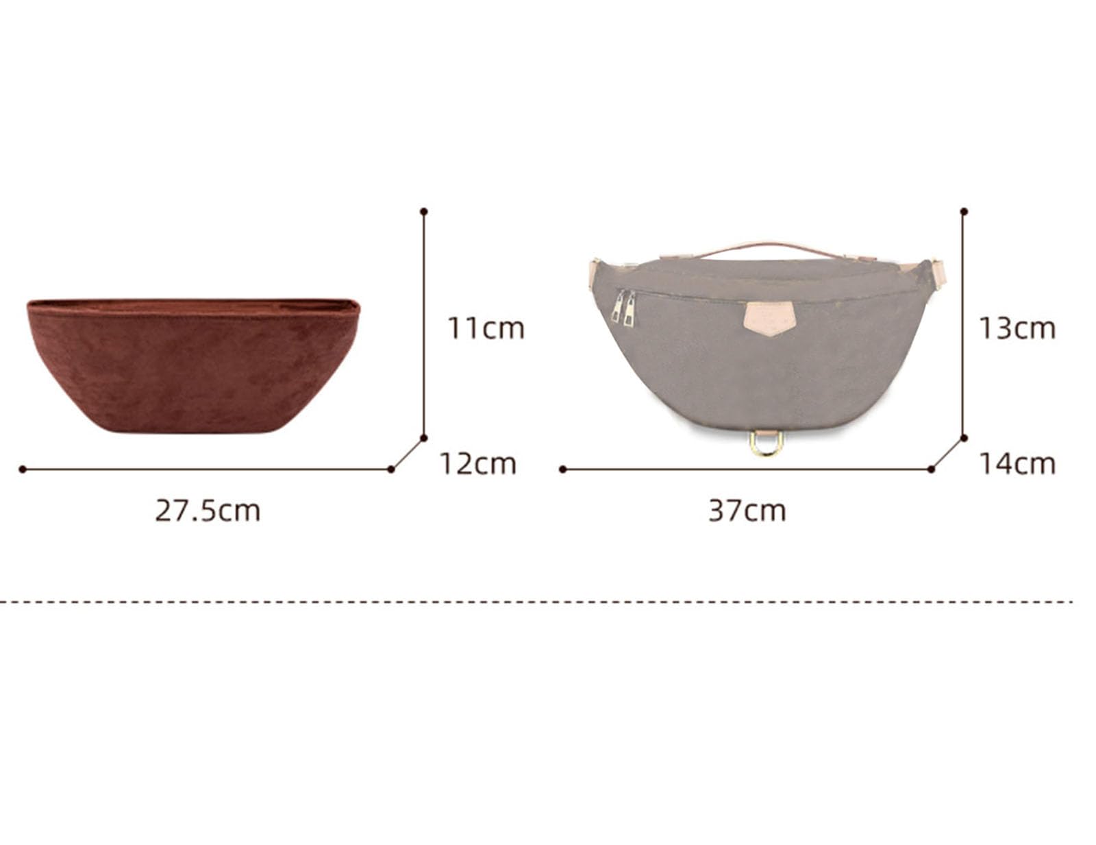 Purse Organizer Insert for Waistpack Inner Sleeve BUMBAG Lining Bag Storage Bag2047Dark brown