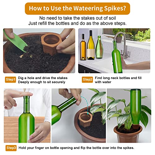 Plant Watering Spikes 12 Pack,Terracotta Plant Watering Spikes Wine Bottle Automatic Plant Waterer for Watering Indoor and Outdoor Plants While on Vacation - Plant Perfect Self-Watering Device