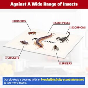 LULUCATCH Cricket Insect Glue Traps - 6 Pack Bug Traps, Cockroach Sticky Traps, Large Spider Trap with Pre-Baited Attractant, Highly Effective Glue Boards Indoor, Non-Toxic & Safe to Children, Pets