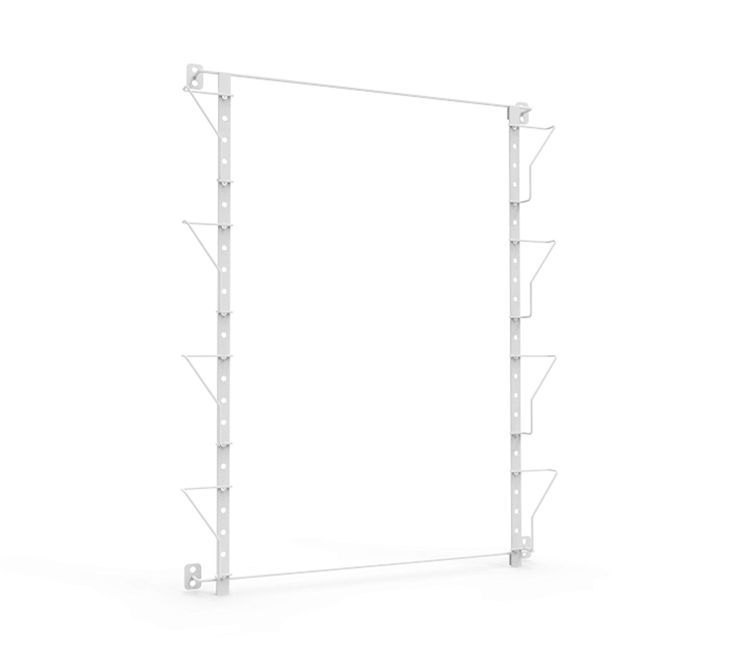 FixtureDisplays® Up to 19.75" Wide 4-Pocket Adjustable Display Rack, Wall Mounted Greeting Post Card Christmas Holiday Card Holders White Bars Silver Pockets 11608-WHITE-SINGLE-NPF-SL