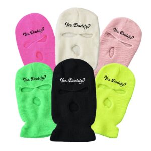 3 Hole Ski Mask Yes Daddy Full Face Balaclava Winter Warmer Outdoor Sports Thermal for Men Women Pink