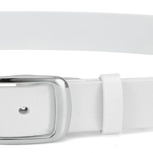 CHAOREN Womens Belts for Jeans - White Leather Belt Women 1.3" Width - Genuine Leather Crafted by Hand