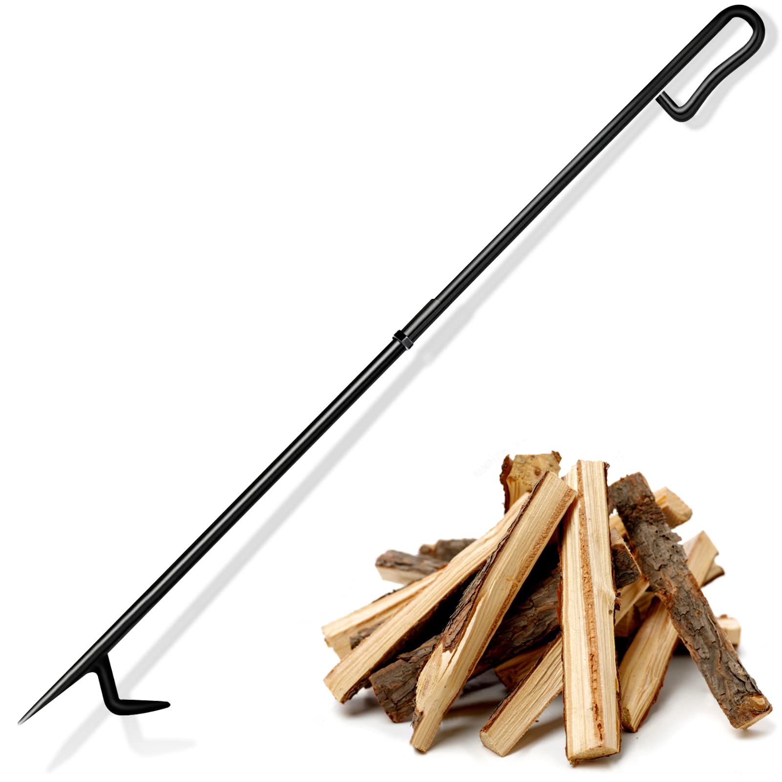 Fire Poker for Fire Pit, 34 Inch Long Fireplace Poker with Upgrade Removable Design for Easily Carry, Anti-Rust Solid Steel Campfire Poker for Fireplace, Camping, Wood Stove, Outdoor and Indoor Use