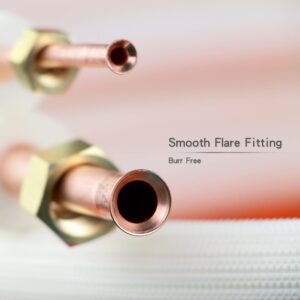 25ft Length Mini Split Line Set,1/4" 5/8" OD Copper Pipes Tubing and 3/8 White PE Thickened Insulated Coil with Flared Nuts for Mini Split Air Conditioner HVAC or Heat Pump System. (25Ft(1/4+5/8))