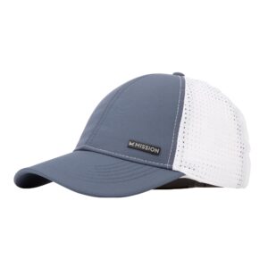 MISSION Cooling Apex Hat, Bering Sea/White - Unisex Baseball Cap for Men & Women - Lightweight & Adjustable - Cools Up to 2 Hours - UPF 50 Sun Protection - Machine Washable