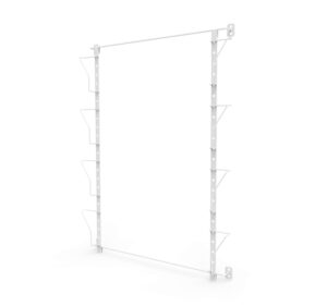 fixturedisplays® up to 19.75" wide 4-pocket adjustable display rack, wall mounted greeting post card christmas holiday card holders white bars silver pockets 11608-white-single-npf-sl